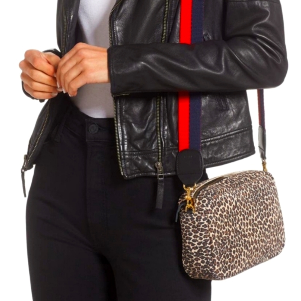 Clare V. Midi Sac Leopard Print Leather Crossbody Bag